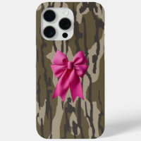 Camo de niñas lazo de cinta rosa en fondo de camuf