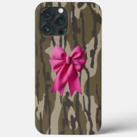 Camo de niñas lazo de cinta rosa en fondo de camuf