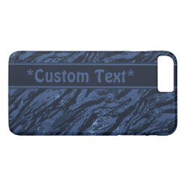 Funda Para iPhone 8 Plus/7 Plus Camo de rayas azules con texto Personalizado