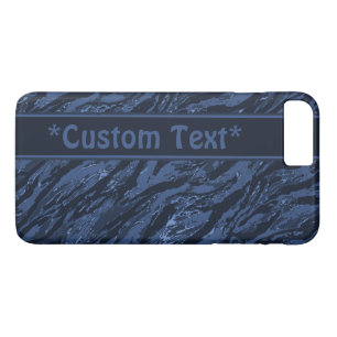 Funda Para iPhone 8 Plus/7 Plus Camo de rayas azules con texto Personalizado