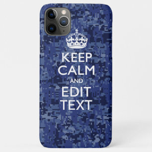 Funda Para iPhone 11 Pro Max Camo digital azul MANTENER CALMA tu texto