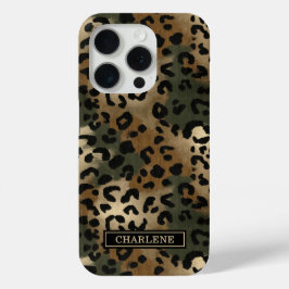 Funda Para iPhone 15 Pro Camo Leopard Print Monogrammed