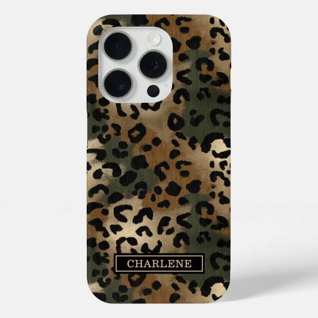 Funda De Case-Mate Para iPhone Camo Leopard Print Monogrammed (Reverso )