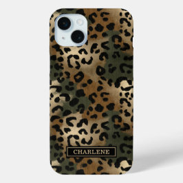 Funda Para iPhone 15 Mini Camo Leopard Print Monogrammed