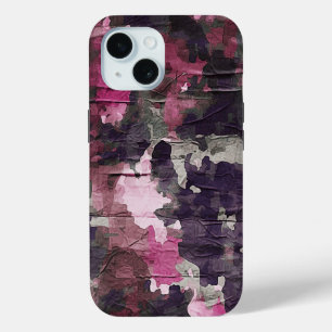 Funda Para iPhone 15 Camo militar rosado de la vieja escuela usado orgá