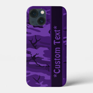 Funda Para iPhone 13 Mini Camo morado oscuro con texto Personalizado