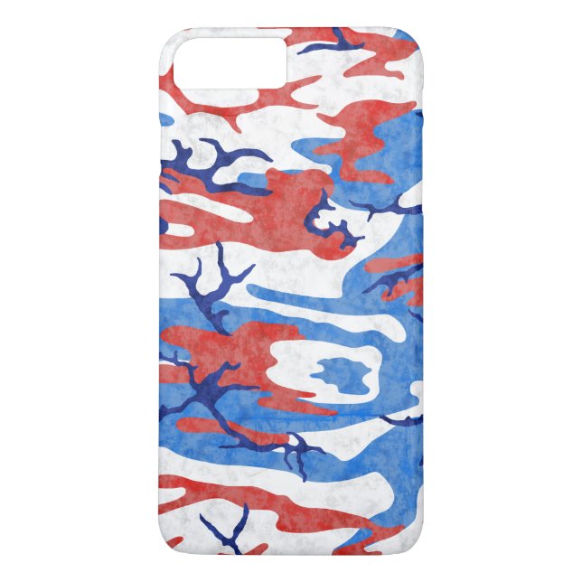 Funda De Case-Mate Para iPhone Camo rojo y azul angustiado (Reverso)