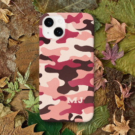 Funda Para iPhone 14 De Case-Mate Camo rosa con Iniciales