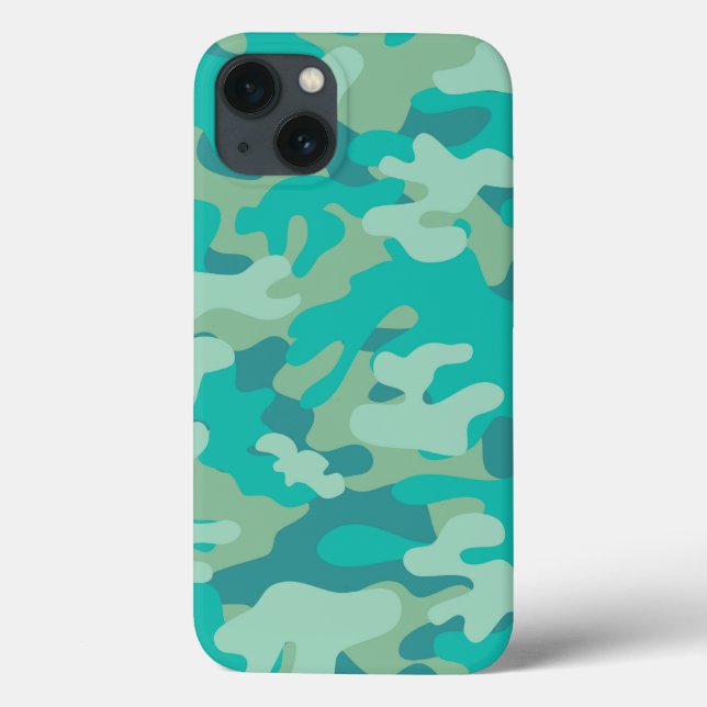 Funda De Case-Mate Para iPhone Camo verde azulado y azul (Reverso)