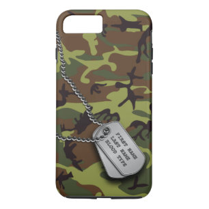 Funda Para iPhone 8 Plus/7 Plus Camo verde con las placas de identificación