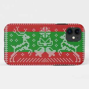 Funda Para iPhone 11 Campanas de jingle de suéter feo Navidad renos cro
