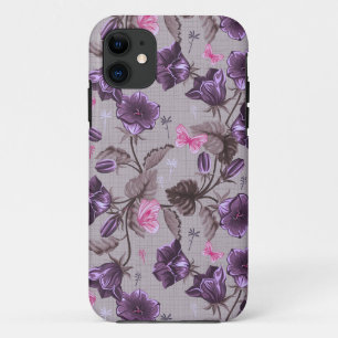 Funda Para iPhone 11 campanas de mano violetas y modelo de mariposas
