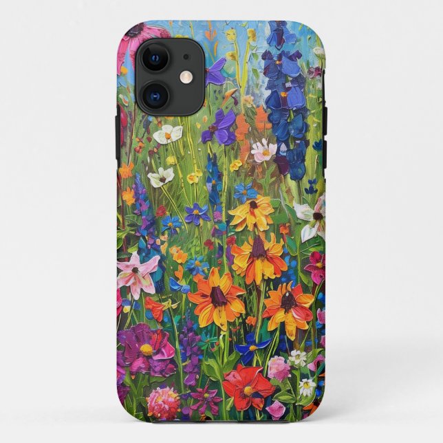 Funda De Case-Mate Para iPhone Campo de flores silvestres Pintura acrílica (Reverso)