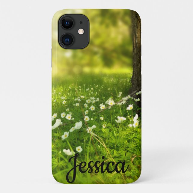 Funda De Case-Mate Para iPhone Campo de flores soleadas simples y simples (Reverso)