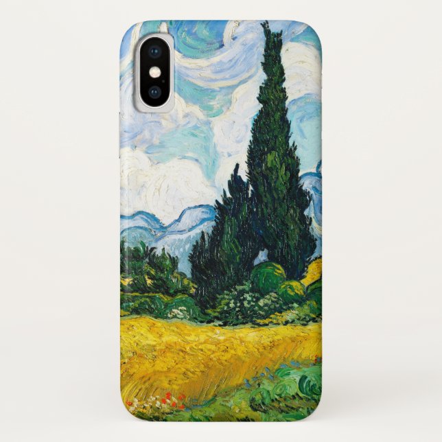 Funda De Case-Mate Para iPhone Campo de trigo Vincent Van Gogh con cipreses (Reverso)