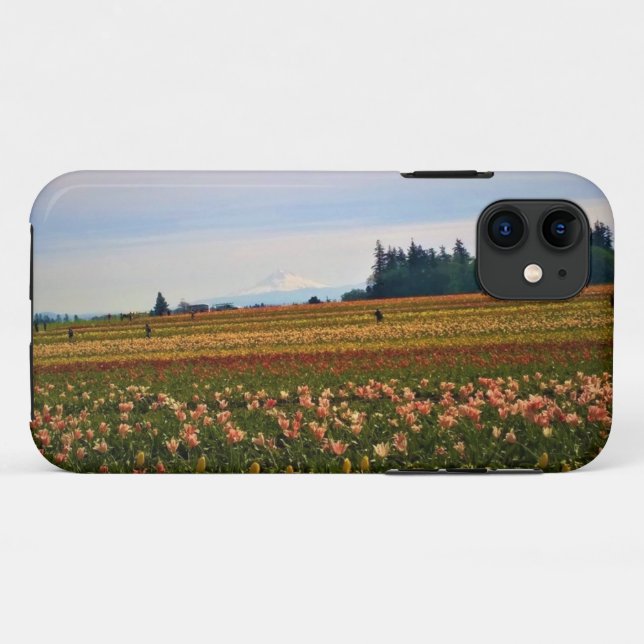Funda De Case-Mate Para iPhone Campo de tulipanes con Mt. Hood, Oregon (Reverso (horizontal))
