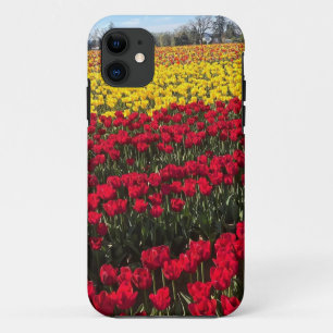 Funda Para iPhone 11 Campo de tulipanes rojo y amarillo