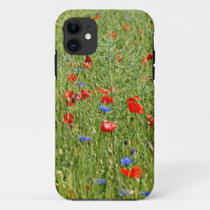 Funda Para iPhone 11 Campo de verano con flores rojas y azules