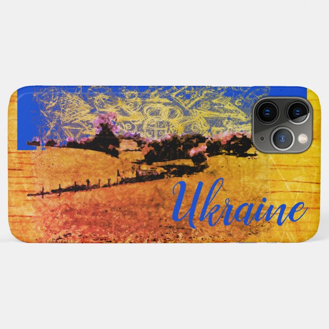 Funda De Case-Mate Para iPhone Campos de campo amarillos Árboles cielo azul (Reverso (horizontal))
