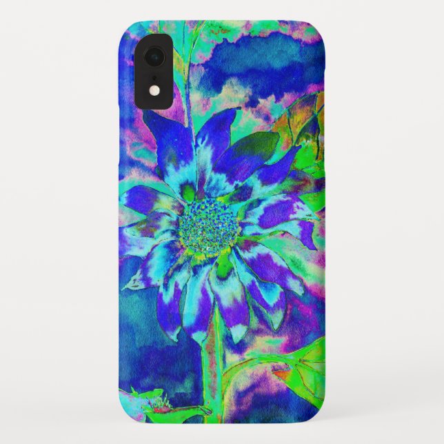 Funda De Case-Mate Para iPhone Campos de girasol- girasol verde azulado (Reverso)