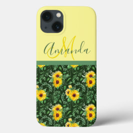 Funda Para iPhone 13 Campos de girasol monogramados