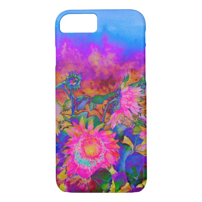 Funda De Case-Mate Para iPhone Campos de girasol - rosa (Reverso)