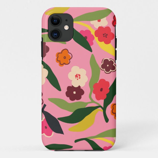 Funda De Case-Mate Para iPhone Campos florales retro (Reverso)