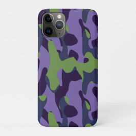 Funda Para iPhone 11 Pro Camuflaje abstracto verde morado y azul