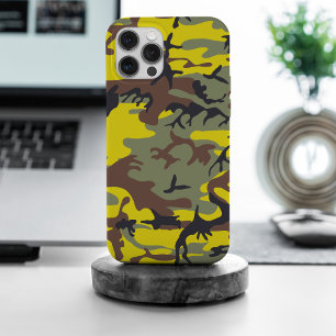 Funda Para iPhone 15 Pro Max Camuflaje amarillo y marrón, ejército