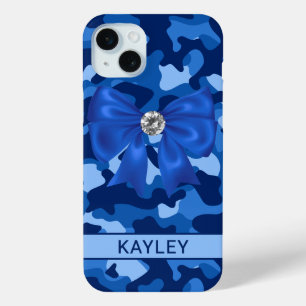 Funda Para iPhone 15 Mini Camuflaje Azul Brillante Personalizado