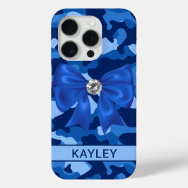 Funda Para iPhone 15 Pro Camuflaje Azul Brillante Personalizado