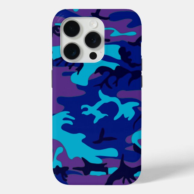 Funda De Case-Mate Para iPhone Camuflaje azul oscuro y morado (Reverso )