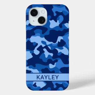 Funda Para iPhone 15 Camuflaje Azul Personalizado