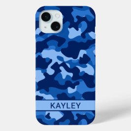 Funda Para iPhone 15 Mini Camuflaje Azul Personalizado