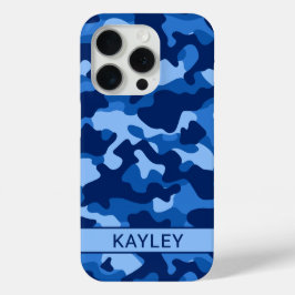 Funda Para iPhone 15 Pro Camuflaje Azul Personalizado