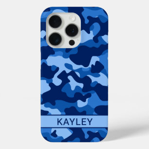 Funda Para iPhone 15 Pro Camuflaje Azul Personalizado