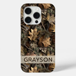 Funda Para iPhone 15 Pro Camuflaje de Hojas de Otoño Personalizado