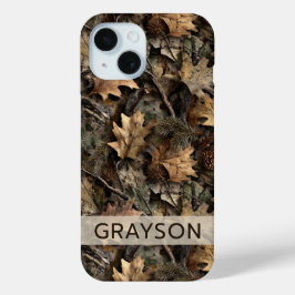 Funda Para iPhone 15 Camuflaje de Hojas de Otoño Personalizado
