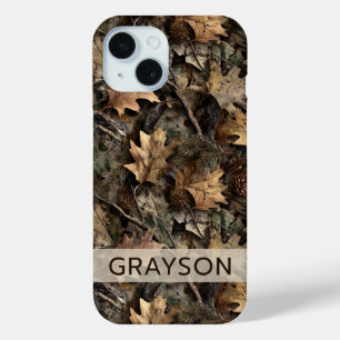 Funda Para iPhone 15 Camuflaje de Hojas de Otoño Personalizado