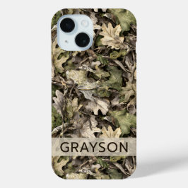 Funda Para iPhone 15 Camuflaje de Hojas Personalizado
