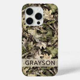 Funda Para iPhone 15 Pro Camuflaje de Hojas Personalizado