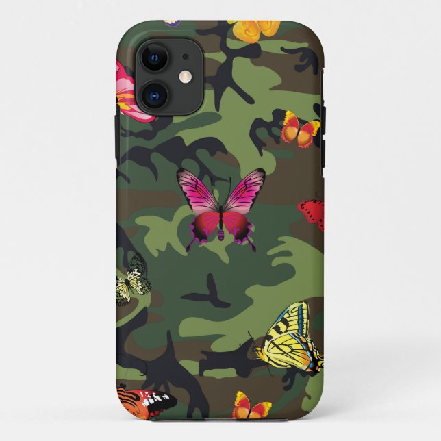 Funda De Case-Mate Para iPhone camuflaje de mariposa (Reverso)