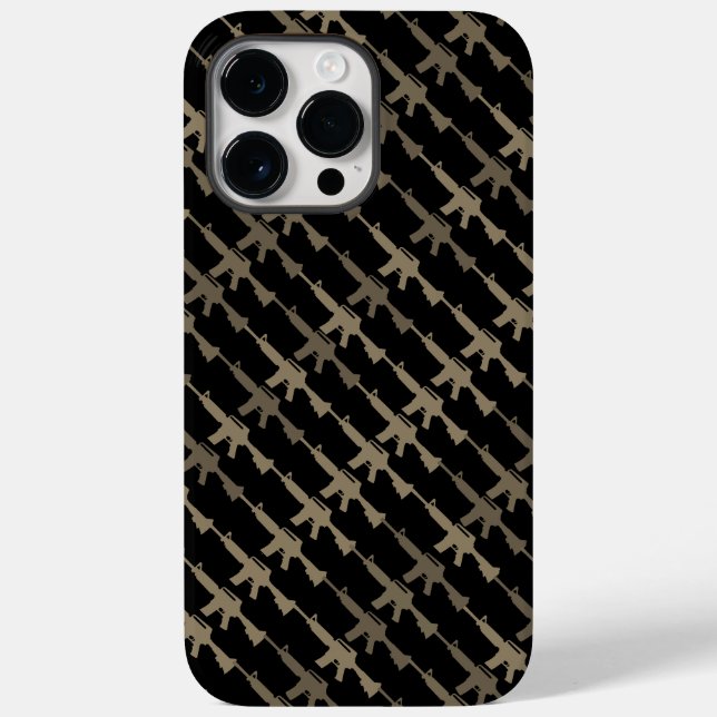 Funda De Case-Mate Para iPhone Camuflaje de pistola estilo militar GI Rifle Black (Reverso )