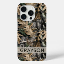 Funda Para iPhone 15 Pro Camuflaje de roble personalizado