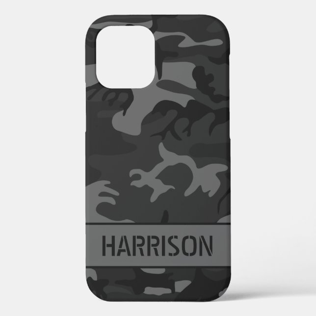 Funda De Case-Mate Para iPhone Camuflaje Gris Monograma (Reverso )