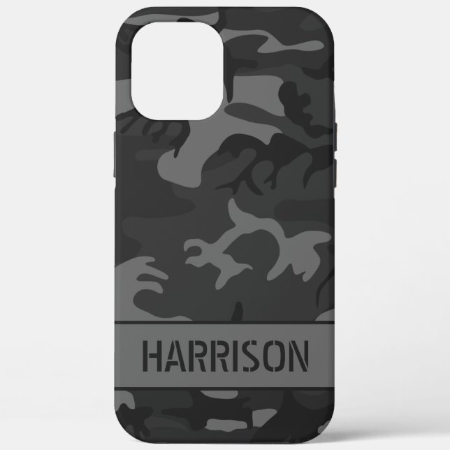 Funda De Case-Mate Para iPhone Camuflaje Gris Monograma (Reverso )