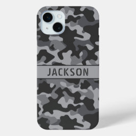 Funda Para iPhone 15 Mini Camuflaje Gris Personalizado