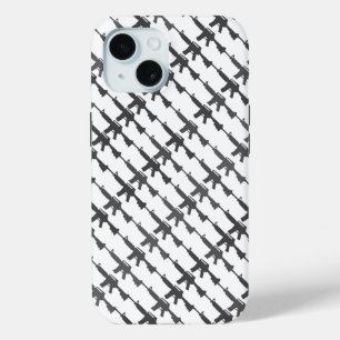 Funda Para iPhone 15 Camuflaje Gun Style militar GI Rifle Cool B/W