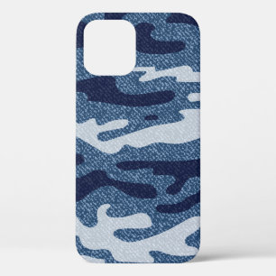 Funda Para iPhone 12 Camuflaje Jeans Background. Vintage Spots Denim