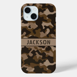 Funda Para iPhone 15 Camuflaje Marrón Personalizado